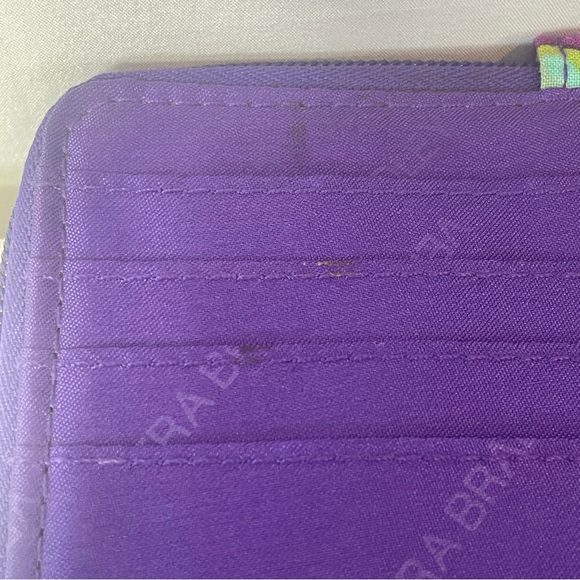 Vera Bradley Purple Paisley Floral Quilted Zip-Around Wallet - Picture 15 of 15